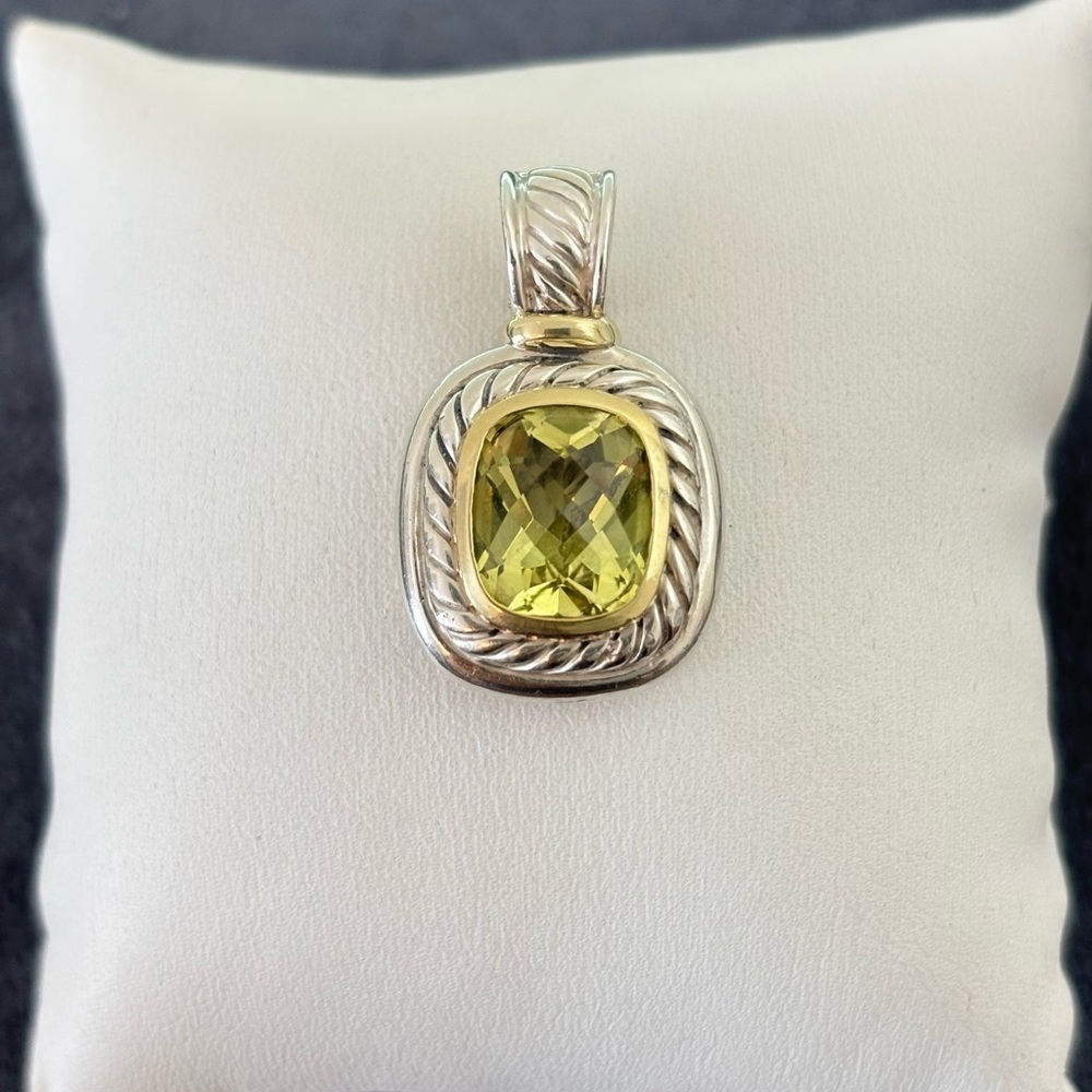 David Yurman 925 & 14k Gold Albion Enhancer with Lemon Citrine 1.25"